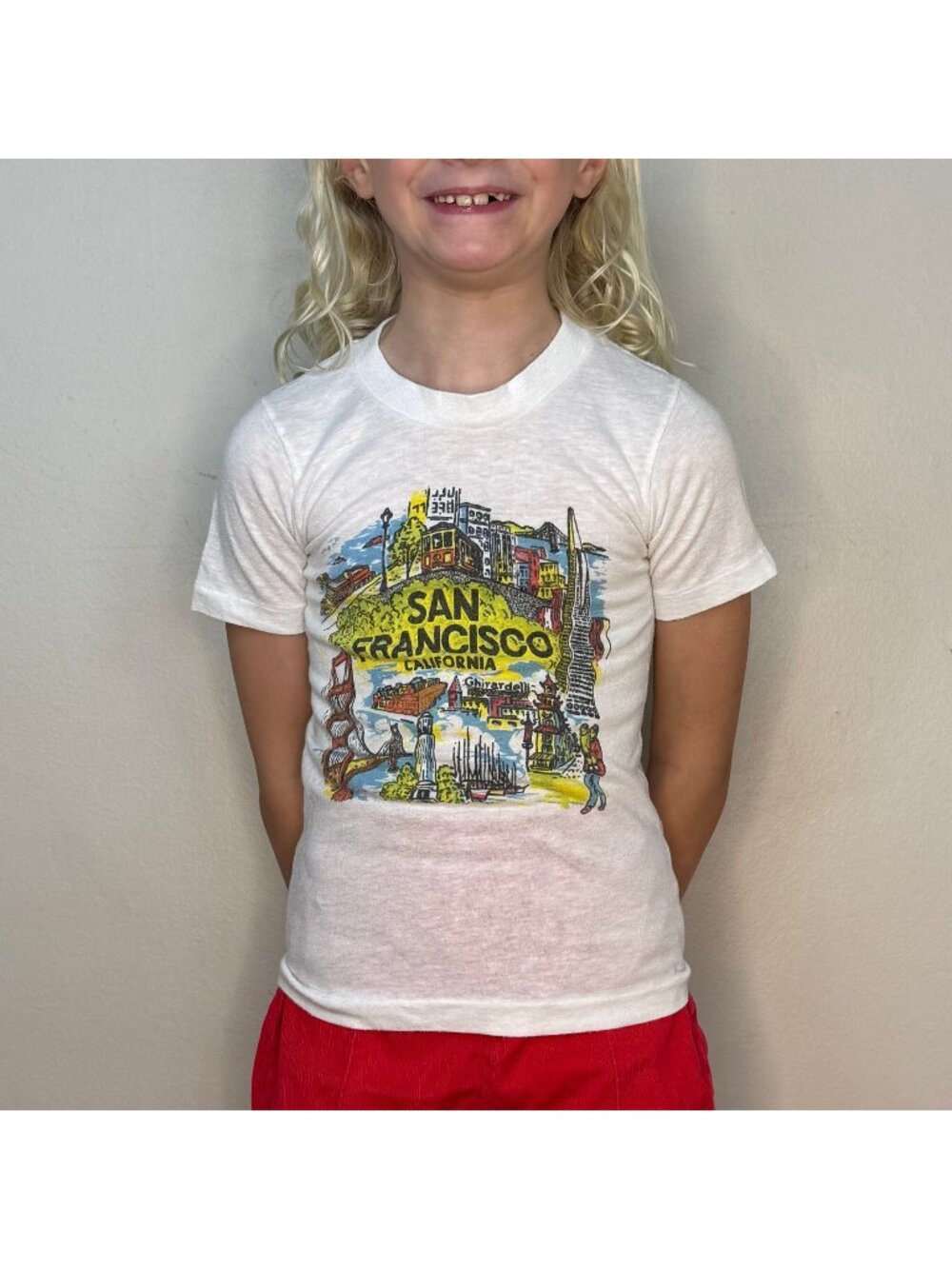 Vintage 1970s Kids San Francisco California T-Shirt, Wright’s Knitwear Size 6